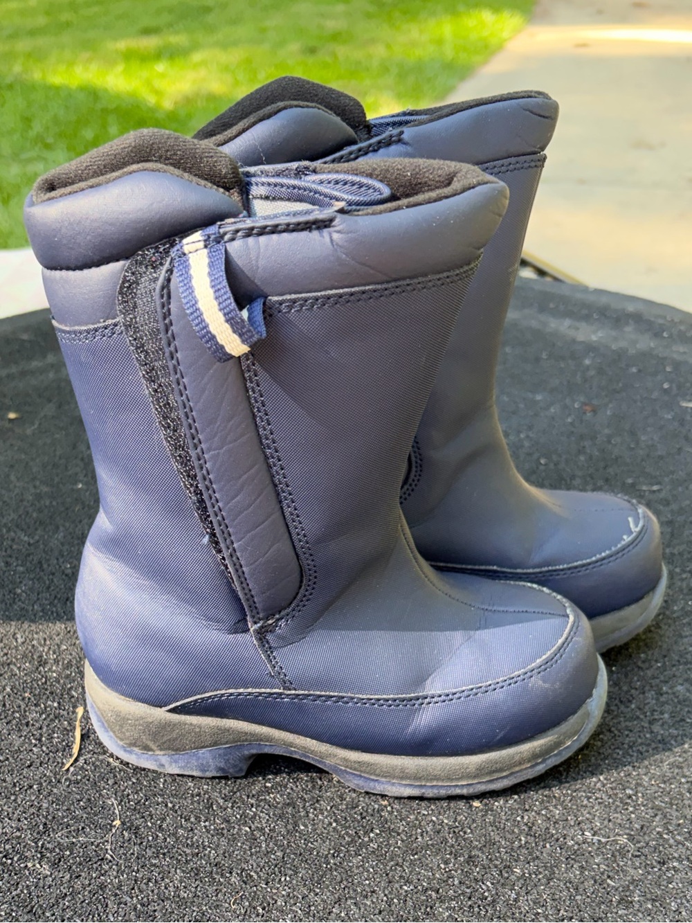 Lands' End Navy Kids Snow Boots with Side Pull Loop